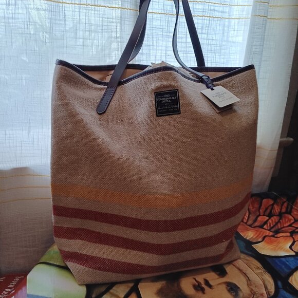 NWT Made in USA Family Mill Woven Cotton Carryall Tote Bag - Picture 2 of 15